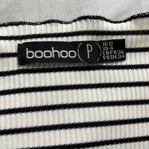 striped off the shoulder lettuce trim long sleeve - Picture 3 of 4